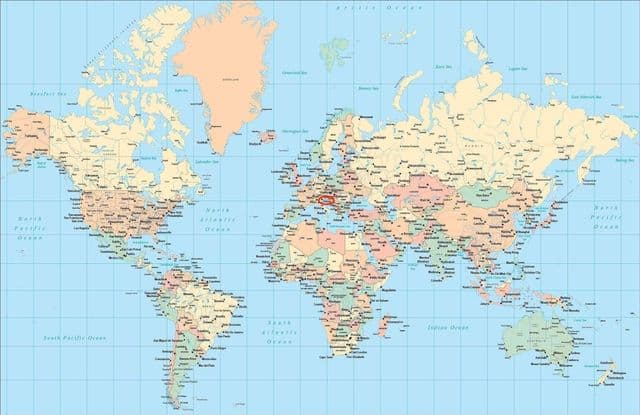 Ligging van Venetië op de wereldkaart