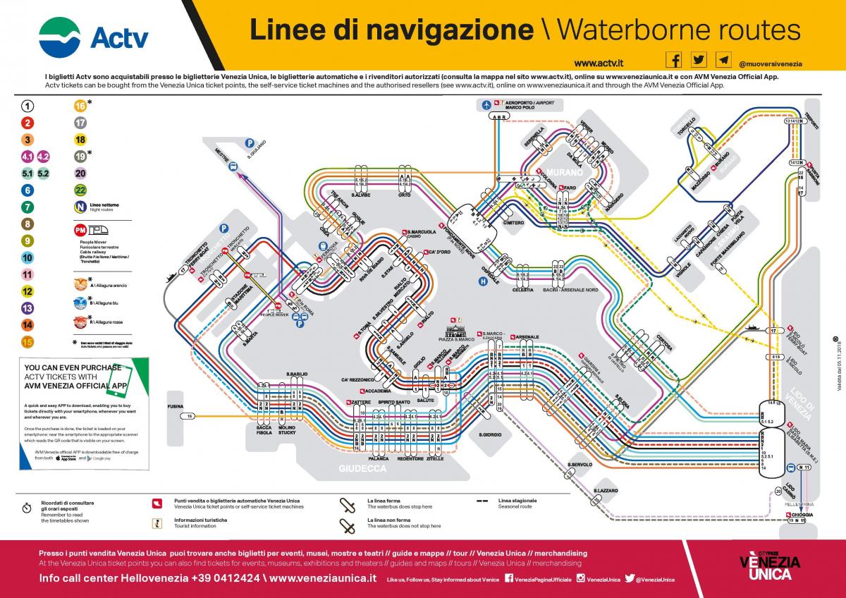 Kaart van het busstation van Venetië