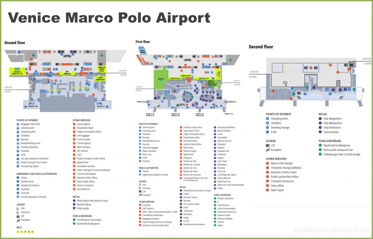 Plattegrond van de luchthaven van Venetië